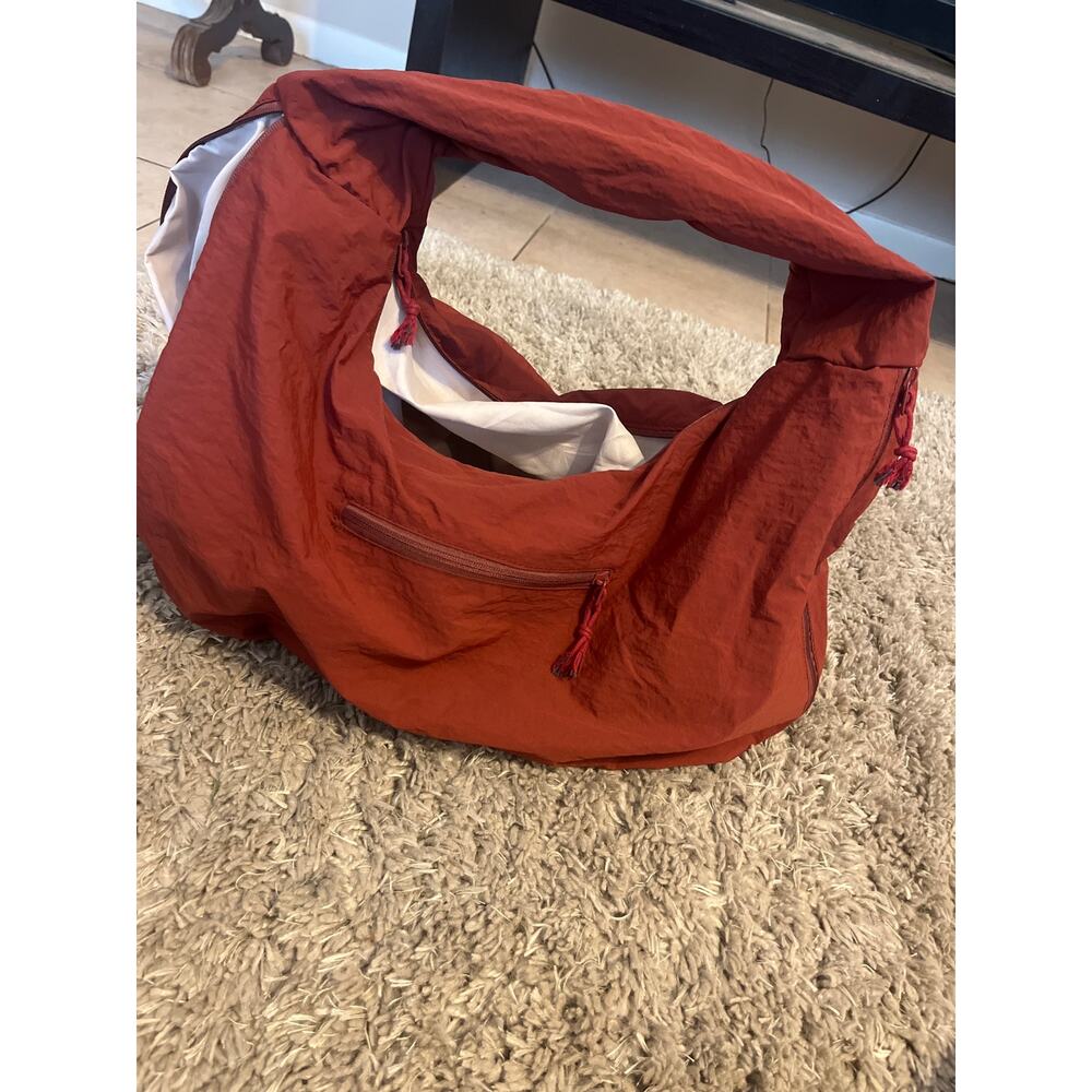 Rust Orange Oversized Nylon Travel Tote Gym Yoga Overnight Weekender Bag - Picture 3 of 6